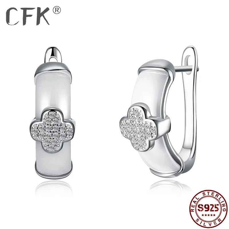 

CFK 925 Sterling Zilver Stud Oorbellen Voor Vrouwen Wit 5A Clear Cubic Zirconia Meisje Kleine Oorbel Anniversary Fijne Sieraden