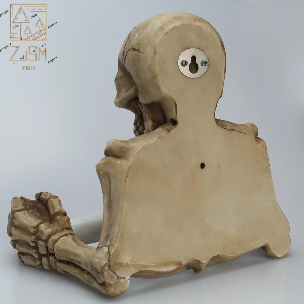 

Resin Paper Holder 3D Creative Retro Skull Toilet Wall Mounted Toilet Paper Storage Box Bathroom Storage BoxResin