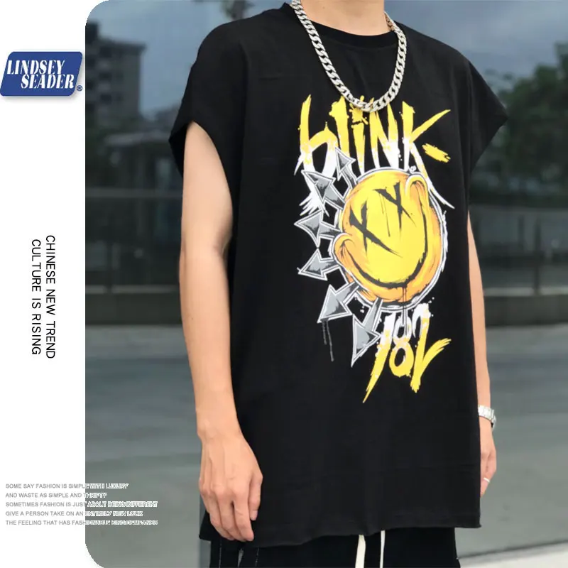 Майка мужская хлопковая с широким плечом уличная одежда без рукавов