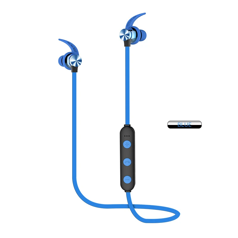 Синий Heculas Bluetooth спортивные наушники Поддержка TF карты беспроводные стерео наушники магнитные наушники с микрофоном для телефона - Цвет: Синий