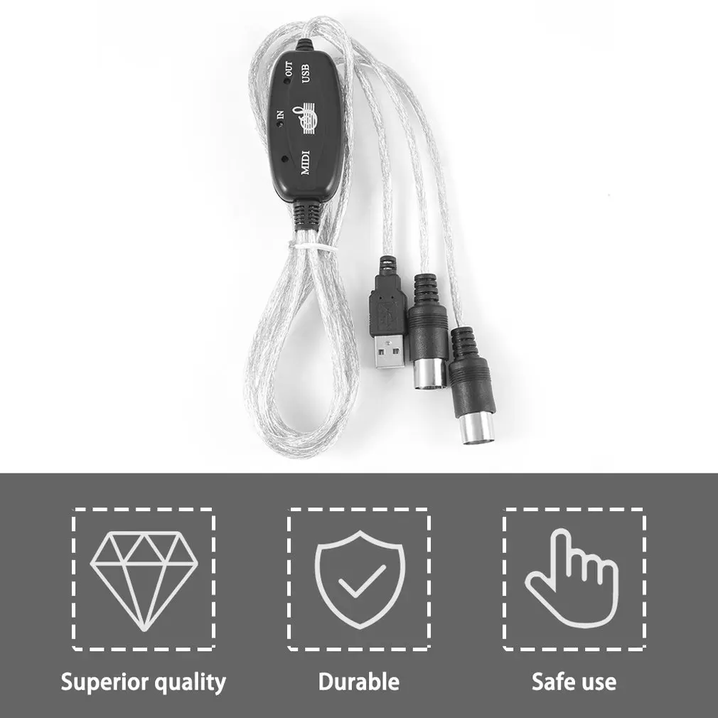 MIDI To USB IN-OUT Interface Cable Adapter For Keyboard Electronic Drum Music Create Converter PC Cord | Обустройство дома