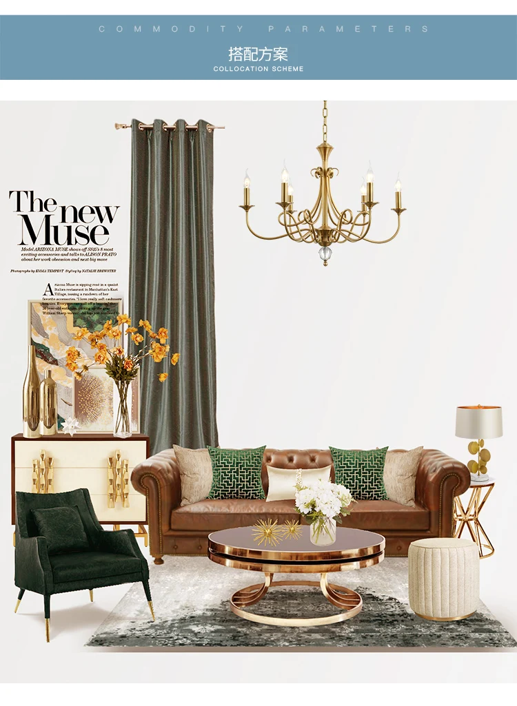 All copper American minimalist Nordic retro postmodern designer model room atmosphere bedroom living creative chandelier | Освещение