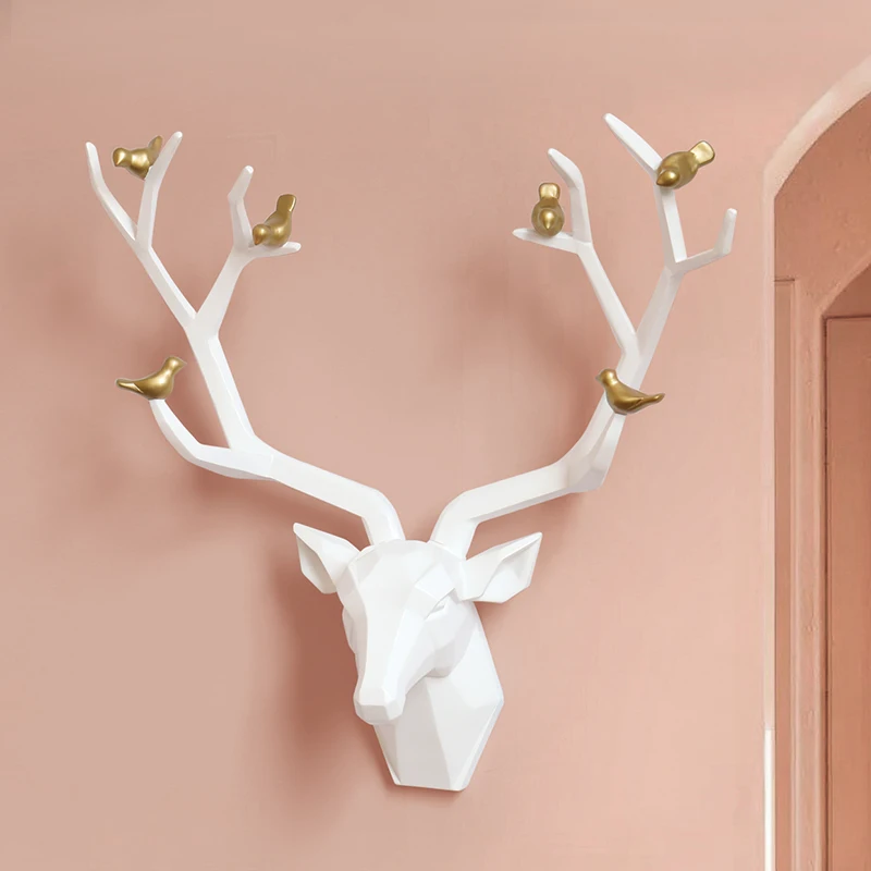 resin 3d big deer head wall decor for home satue decoration accessories abstract sculpture modern animal head wall decoration free global shipping