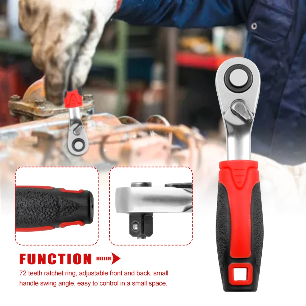 

Socket Bit Portable Mini Ratchet Wrench Wear Resistant Rustproof 72 Teeth CR-V for 6.35mm/1/4'' Bits or Socket