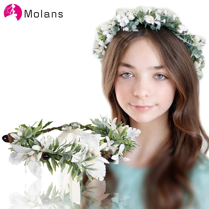 Molans 2020 весенние венки с цветами регулируемые Ленточные натуральные Цветочные