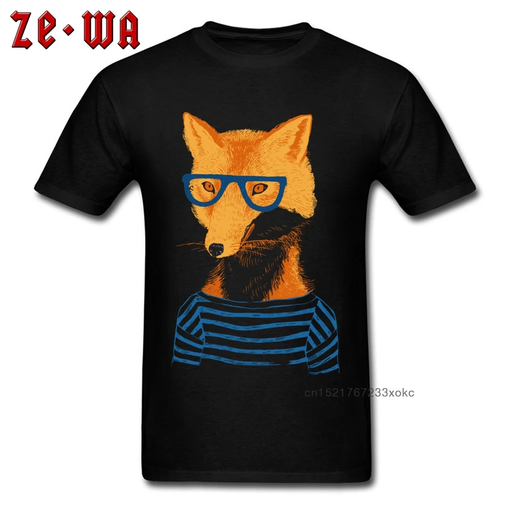 Мужская футболка с короткими рукавами круглым вырезом и принтом лисы 100% хлопок |