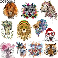 zotoone iron on transfer patch tiger lion dog animal patch for clothes t shirt stickers a level washable heat press appliqued c