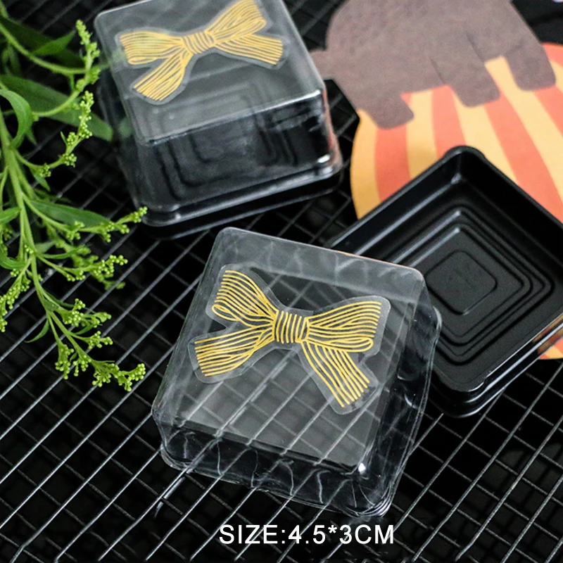 

60pcs/pack Gold Bow Bronzing Transparent Gift Stickers Scrapbooking Customized Sealing Sticker
