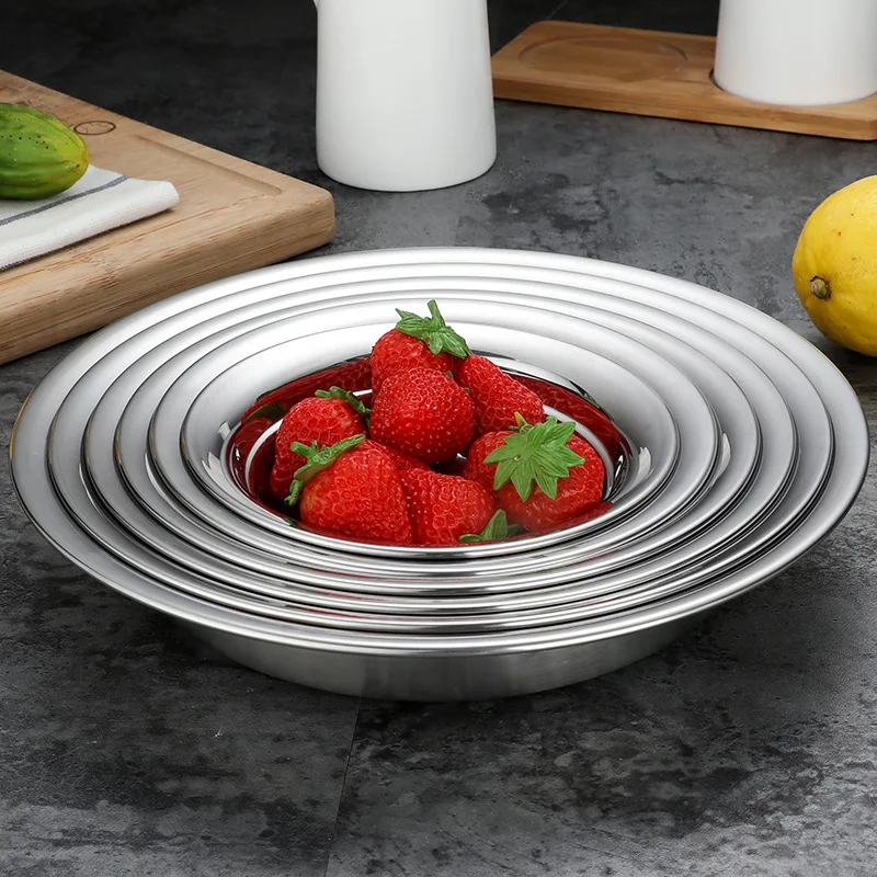 304 столовая тарелка из нержавеющей стали сервировочные тарелки миски для