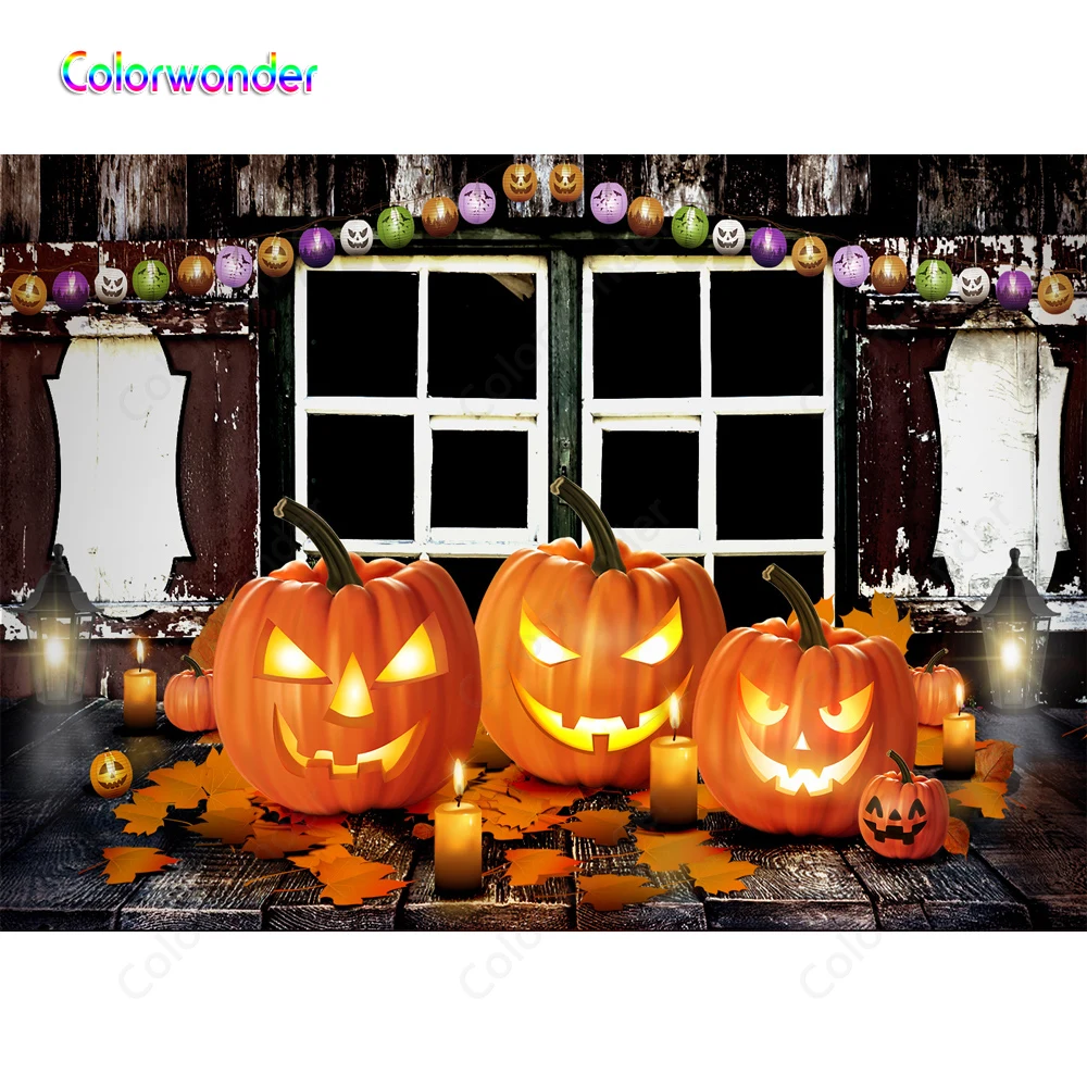 7x5ft Хэллоуин вечерние Оранжевые тыквы на деревянном полу потертые старомодные