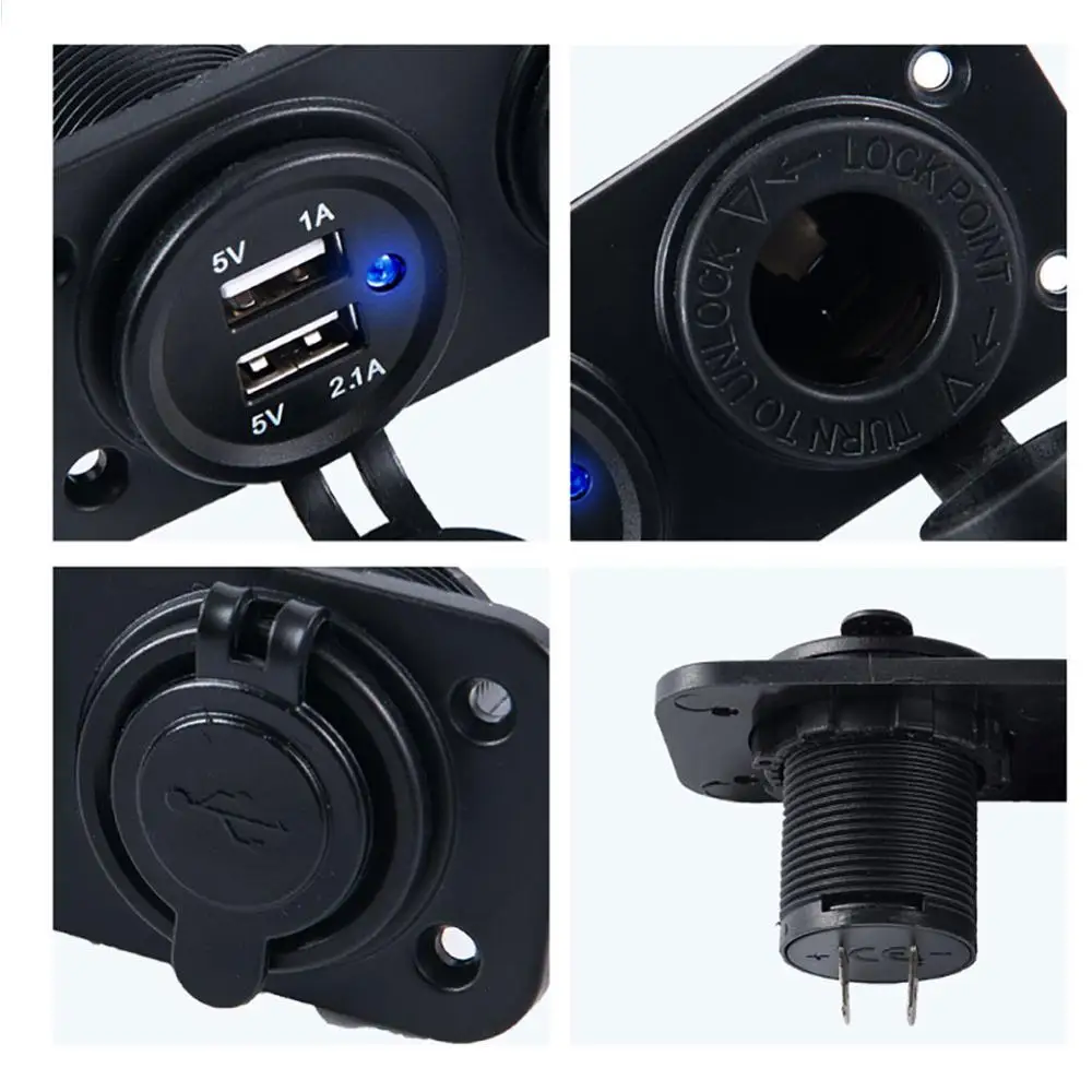 12 24 В универсальная розетка для автомобильного прикуривателя двойная USB адаптер