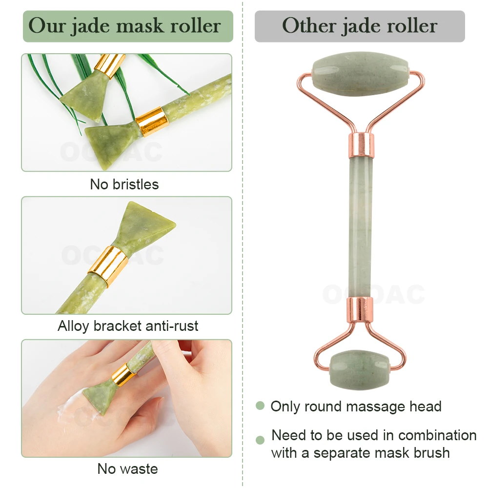 

2PC Massager For Face Jade Roller Set Green Facial Natural Gouache Scraper Body Back Beauty Skin Care Slimming Massagers Roller