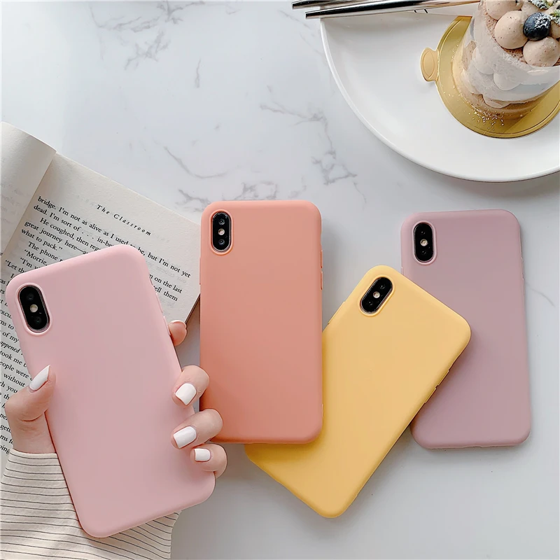 

Ultra Thin Stylish Color Candy Case For iPhone 12 11 Pro X XR XS MAX 7 8 6 Plus Cute Colorful Matte Silicone soft TPU Cover