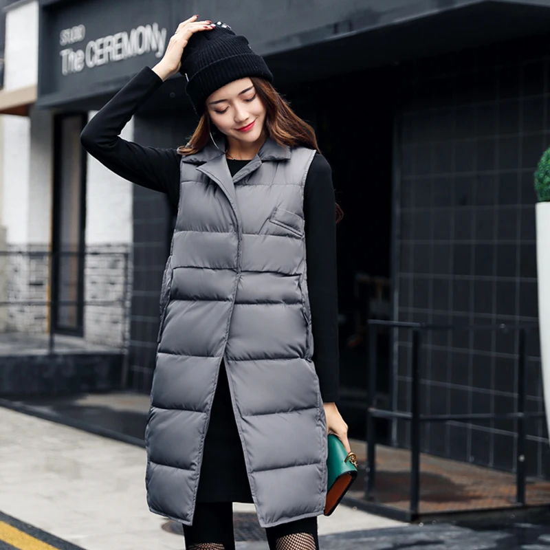 

ALMUERK Autumn Winter Cotton Vest Women Lady Casual Waistcoat Hoodied Female Sleeveless Long Vest Jacket Slim Fit Warm Coat