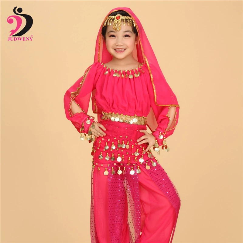 Индийская одежда костюм для танца живота Детский с длинными рукавами сцены