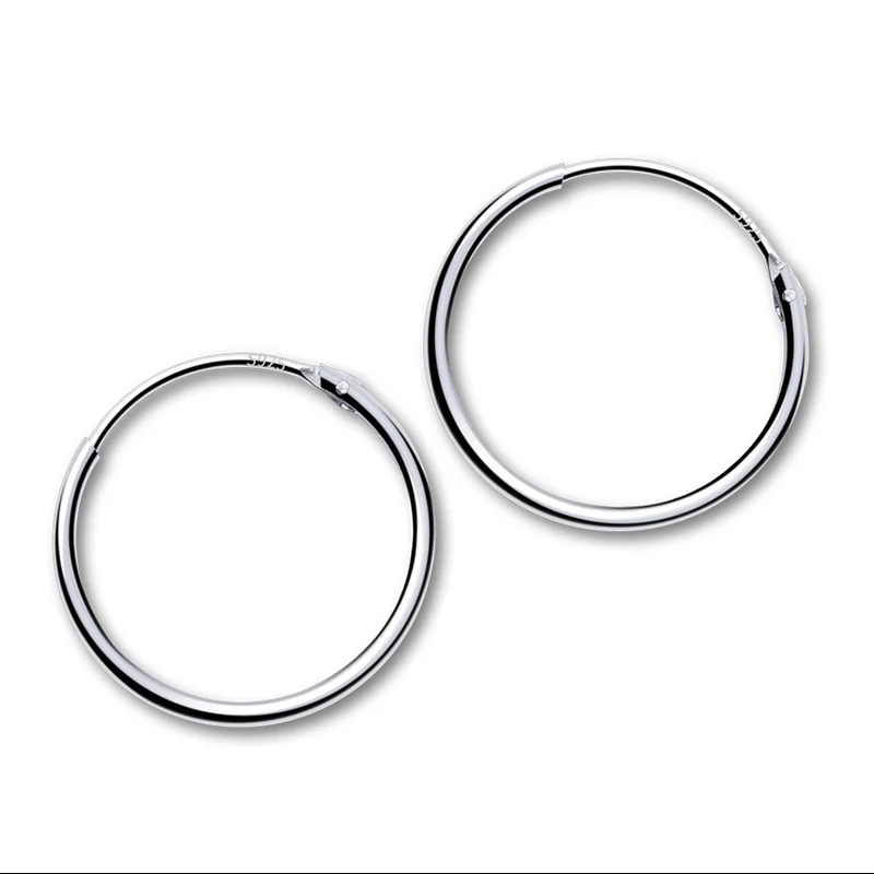 Серьги кольца женские круглые из стерлингового серебра 2019 пробы 8 10 12 14 16 18 20 мм