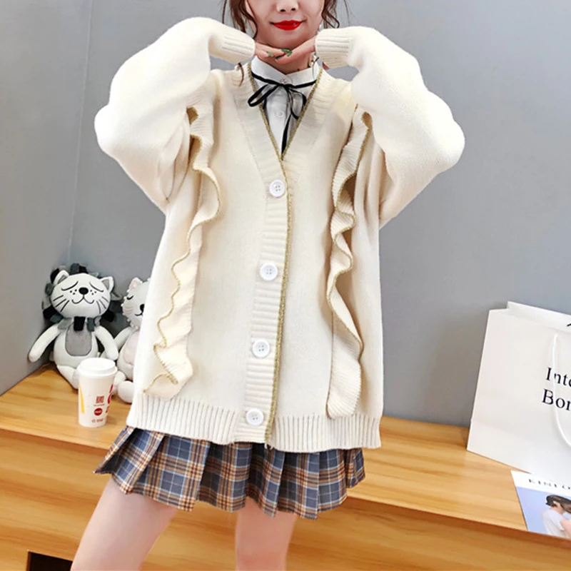 Свитер PERHAPS U серый бежевый желтый красный вязаный кардиган с длинными рукавами и