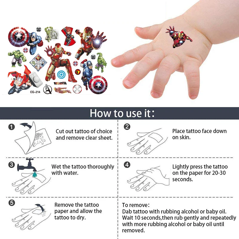 marvel the avengers iron man tattoo sticker random 1pcs action figure spider man cartoon kids girls christmas birthday gift free global shipping
