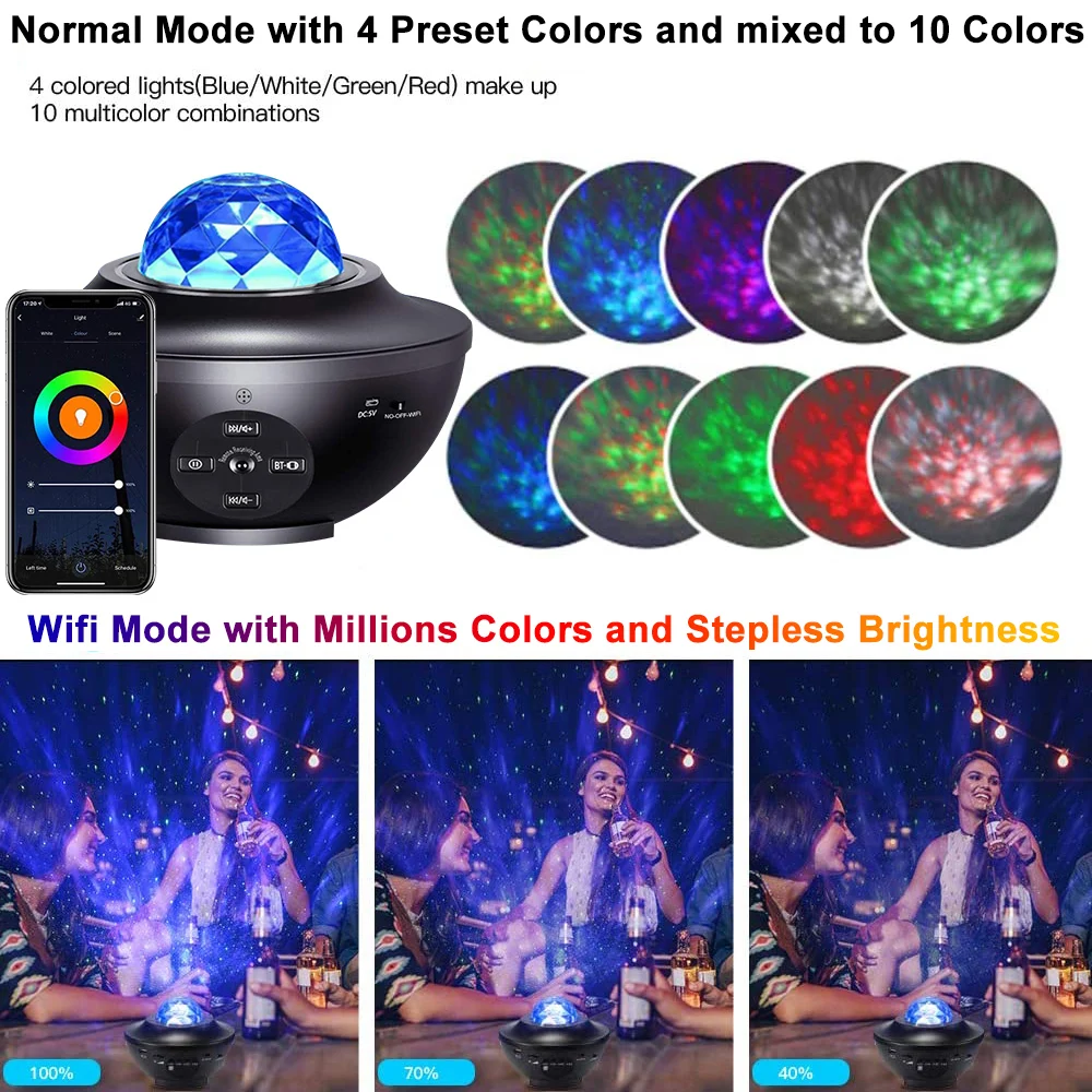 Bluetooth Music Led Projection Lamp Remote Control Wifi Smart Star Projector Light Starry Sky D30 | Лампы и освещение