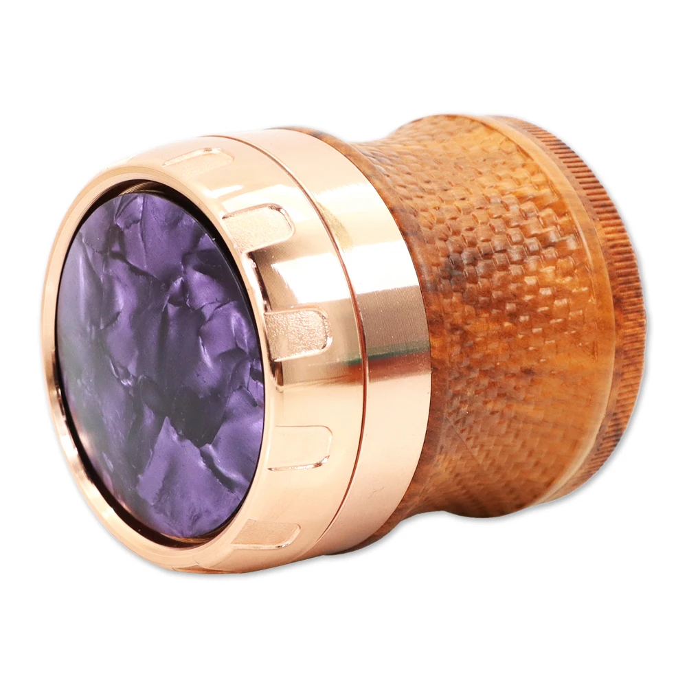 

63 мм 4-слойная измельчитель для табака из цинкового сплава и деревянной измельчитель для трав дизайн с верхней печатью и вращающаяся металл...