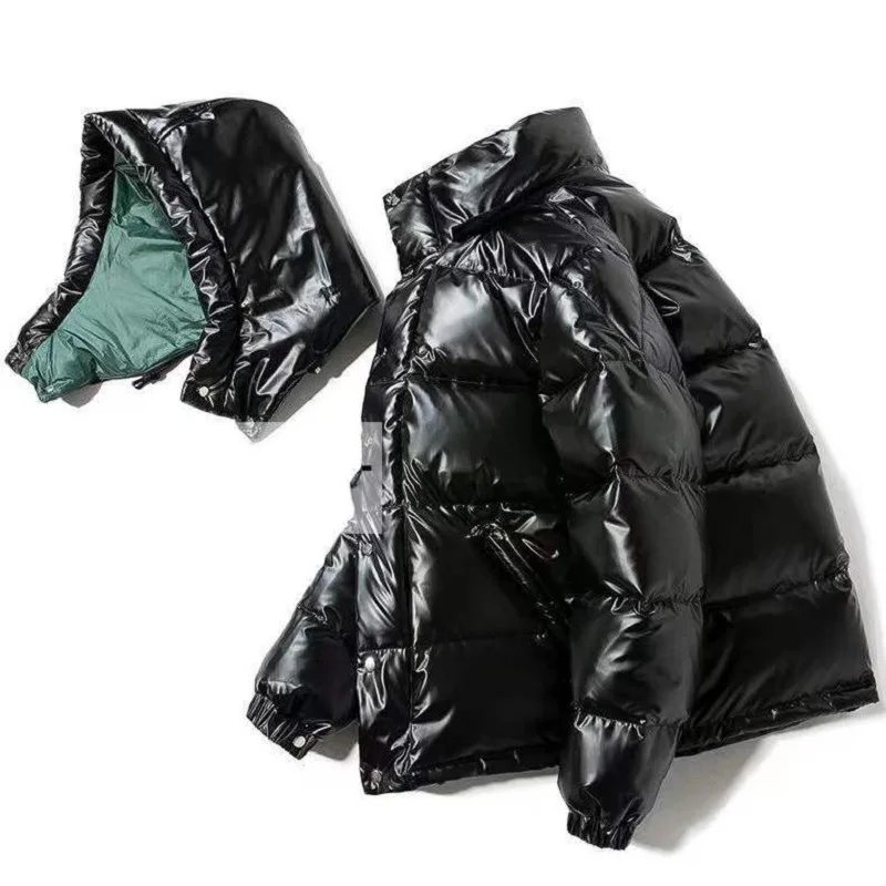 2022 New Brand Winter Men Bright Short Thick Down Padded Jacket Male Black With Hood Jacket Thick Men's Clothing M-3XL