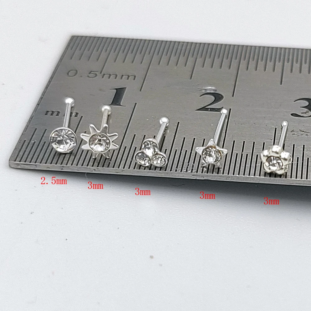 Серьга-гвоздик из серебра 925 пробы для пирсинга ноздрей 20 шт./лот | Украшения и