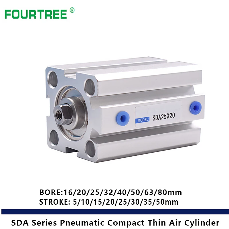 

Air Cylinder SDA Series Pneumatic Compact Airtac Type 16 20 25 32 40 50 63 80mm Bore 5/10/15/20/25/30/35/40/45/50mm Stroke