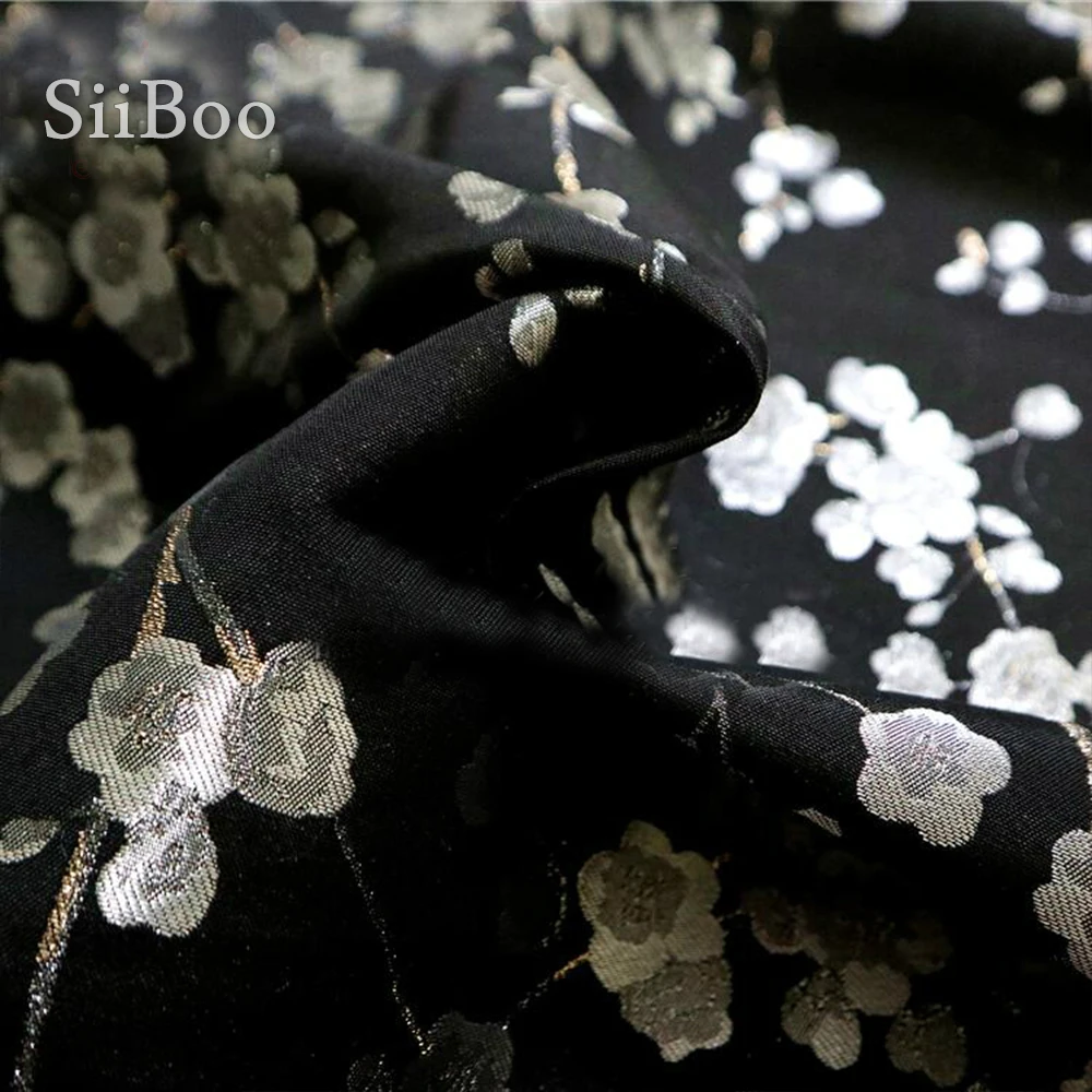 Американский стиль черный серебристый цвет сливы металлик жаккардовая парча