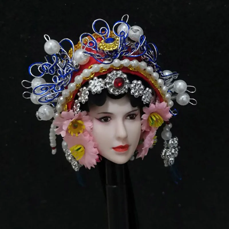 

1/6 scale Chinese Female Peking Opera Female Head Carved Fit 12'' Action Figure Body