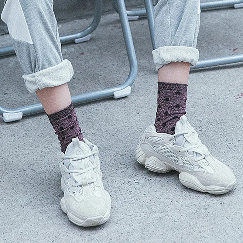 Женские блестящие носки в горошек повседневные хлопковые Осень зима 2019|Носки| |