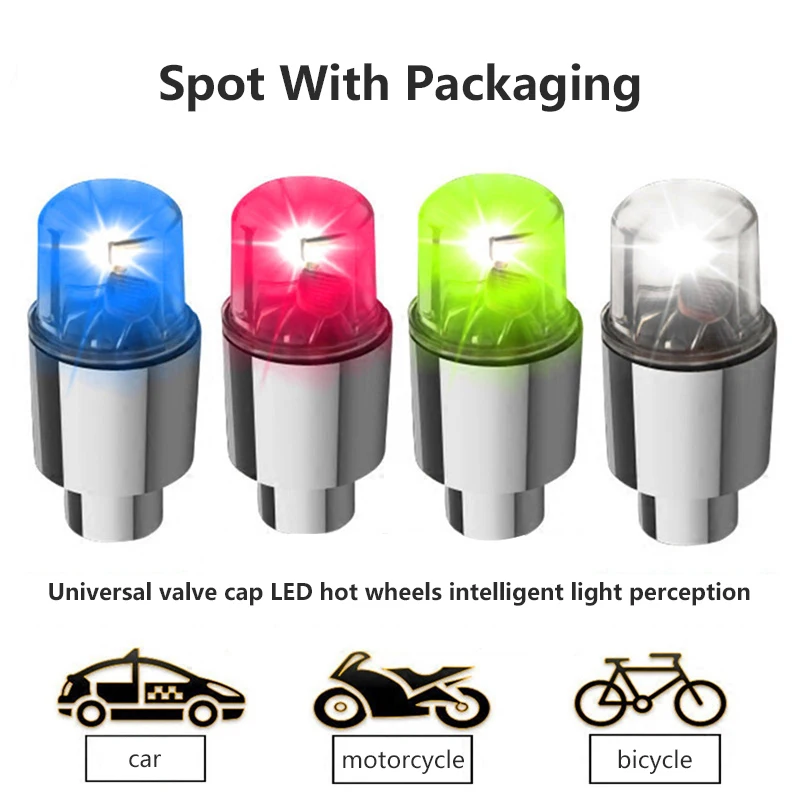 

2/4PCS Car Wheel LED Light Motocycle Bike Light Tire Valve Cap Decorative Lantern Lights Tire Valve Cap Flash Spoke Neon Lamp