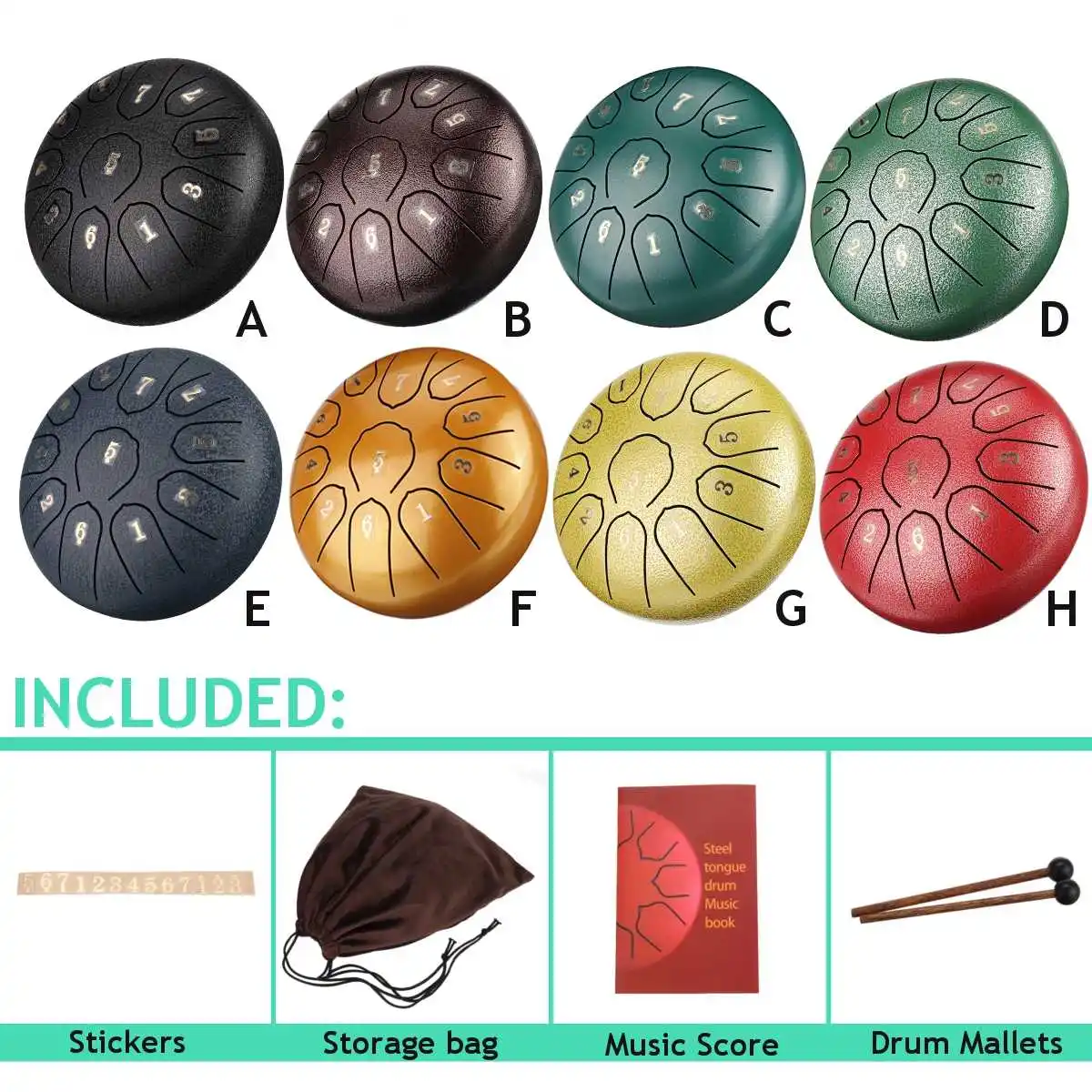 

11 настроек, стальной барабан для языка, 6 дюймов, наборы барабанов для настраивания языка с барабаном для пальцев, барабанная сумка, барабанн...