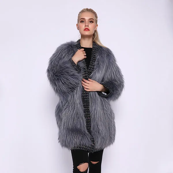 JEPLUDA Luxury высокое качество женская куртка из натурального меха лиса свободная стиль без размера мягкая удобная пальто из натурального меха лисица вязаное Plus Size шуба натуральный мех лисы - Цвет: Серый