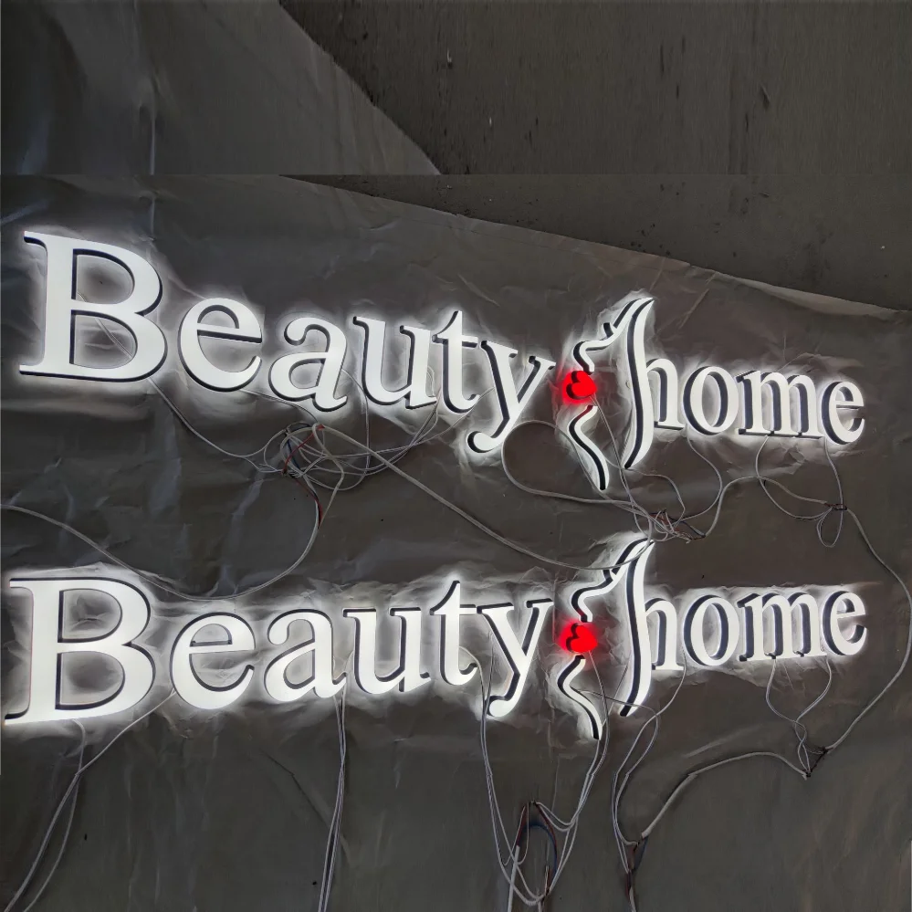 Factory Outlet custom full acrylic led letter small shop name sign beauty salon acrylic LED logo signs