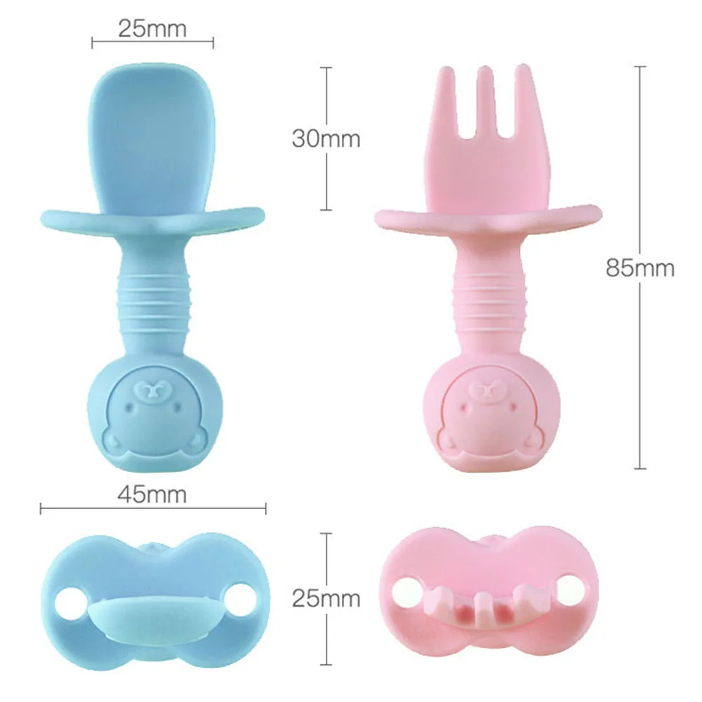 2 шт./лот набор ложек и вилок для обучения детей с коробкой силиконовая ложка