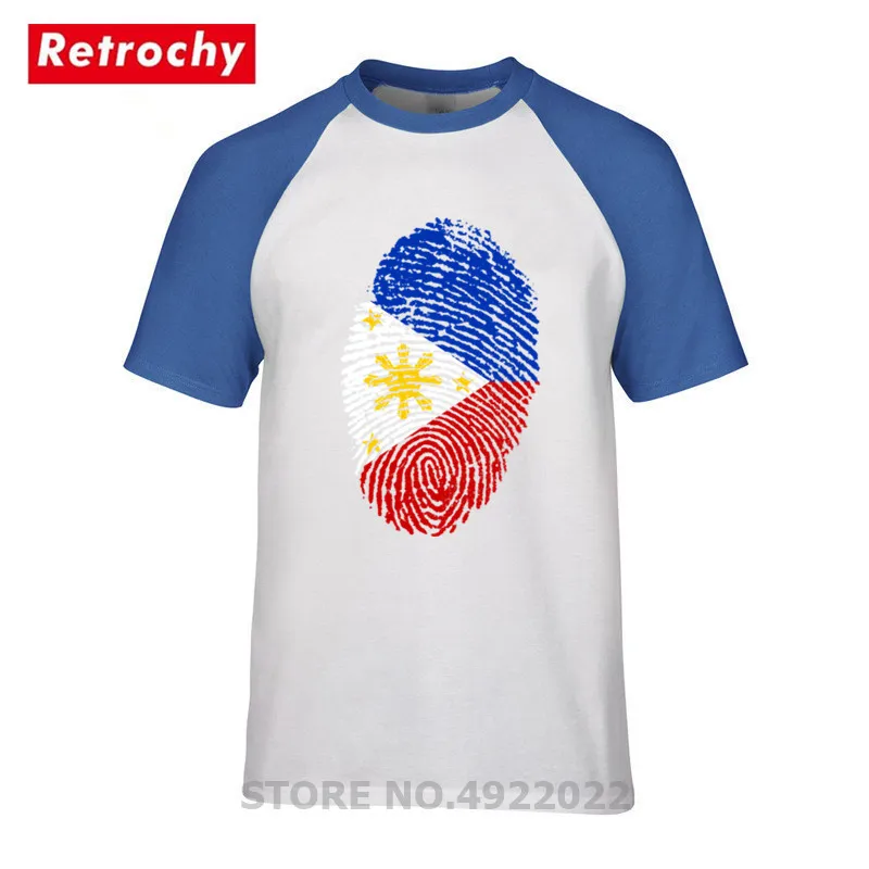 Футболка с флагом Филиппин и отпечатком пальца Мужская городская модная одежда