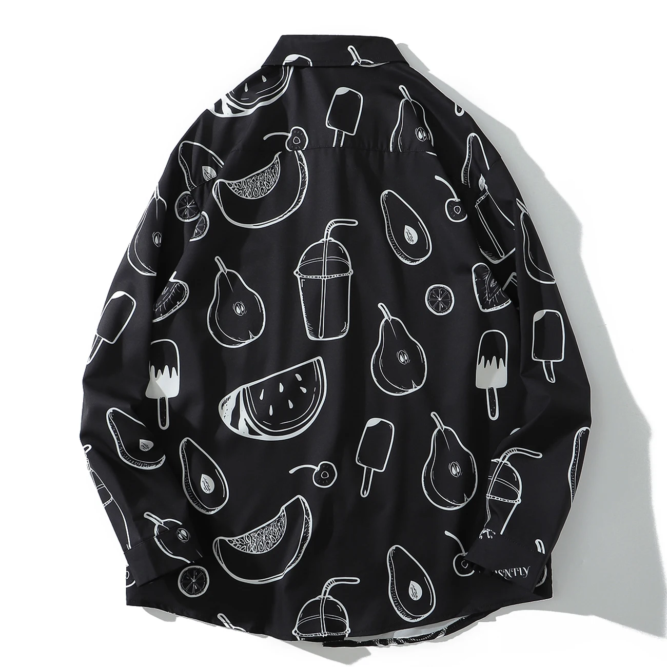 Гавайская рубашка в стиле хип хоп с длинным рукавом и принтом арбуза|Повседневные рубашки| |