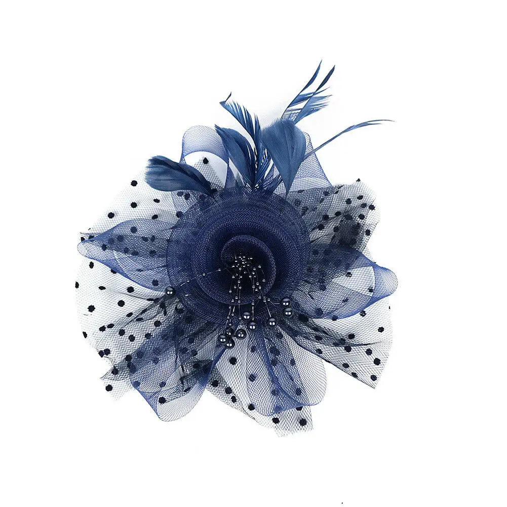 Navy Blue Женский ободок-Вуалетка ободок имеет свадебные женские дневные гонки Королевский Аскот - Цвет: Navy Blue
