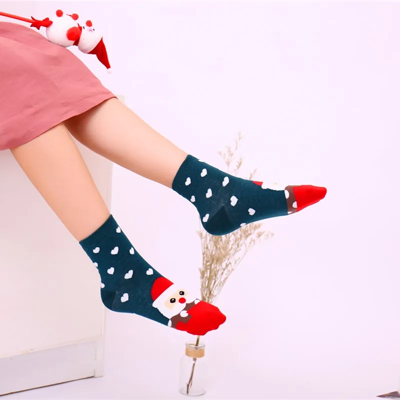 

5 Pairs Christmas Santa Claus Socks Women Cotton Short Elk Winter Socks Cartoon Deer Snow Man Casual Socks For Christmas Gift