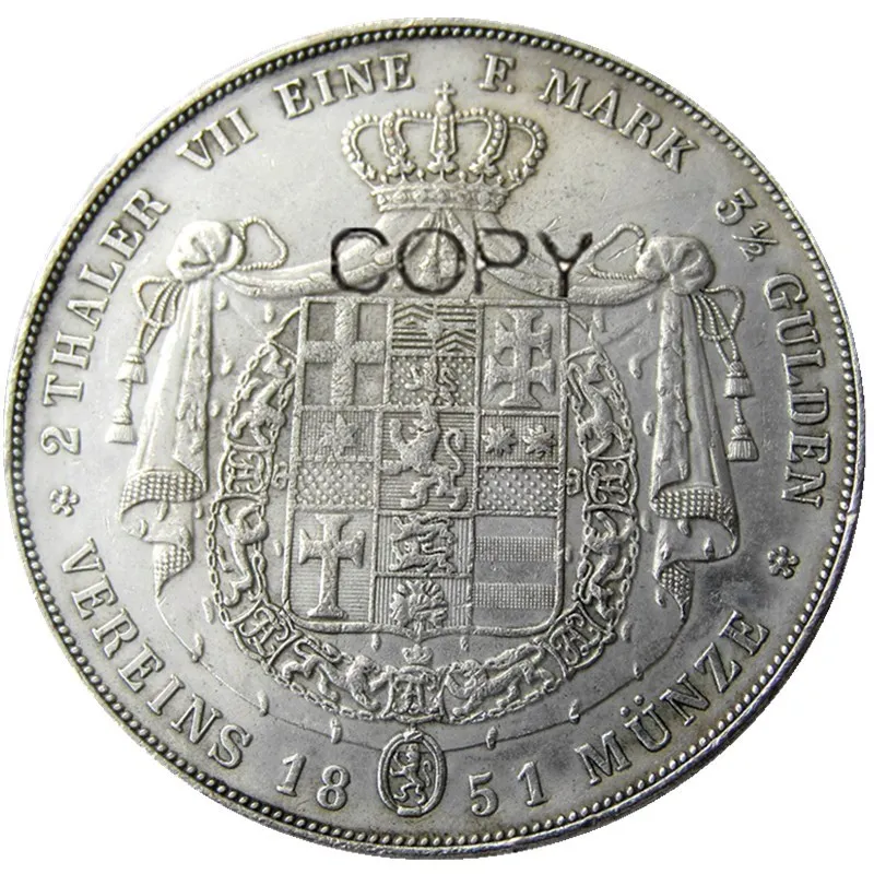 Doppeltaler 2 Thaler Hessen Кассель набор (1851 1854 1855) 3 шт Посеребренная копия