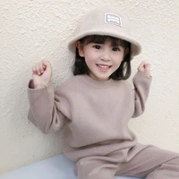 two piece pullover knitting kids sweaters sets spring winter baby girls warm tops bottoming children clothes high quality
