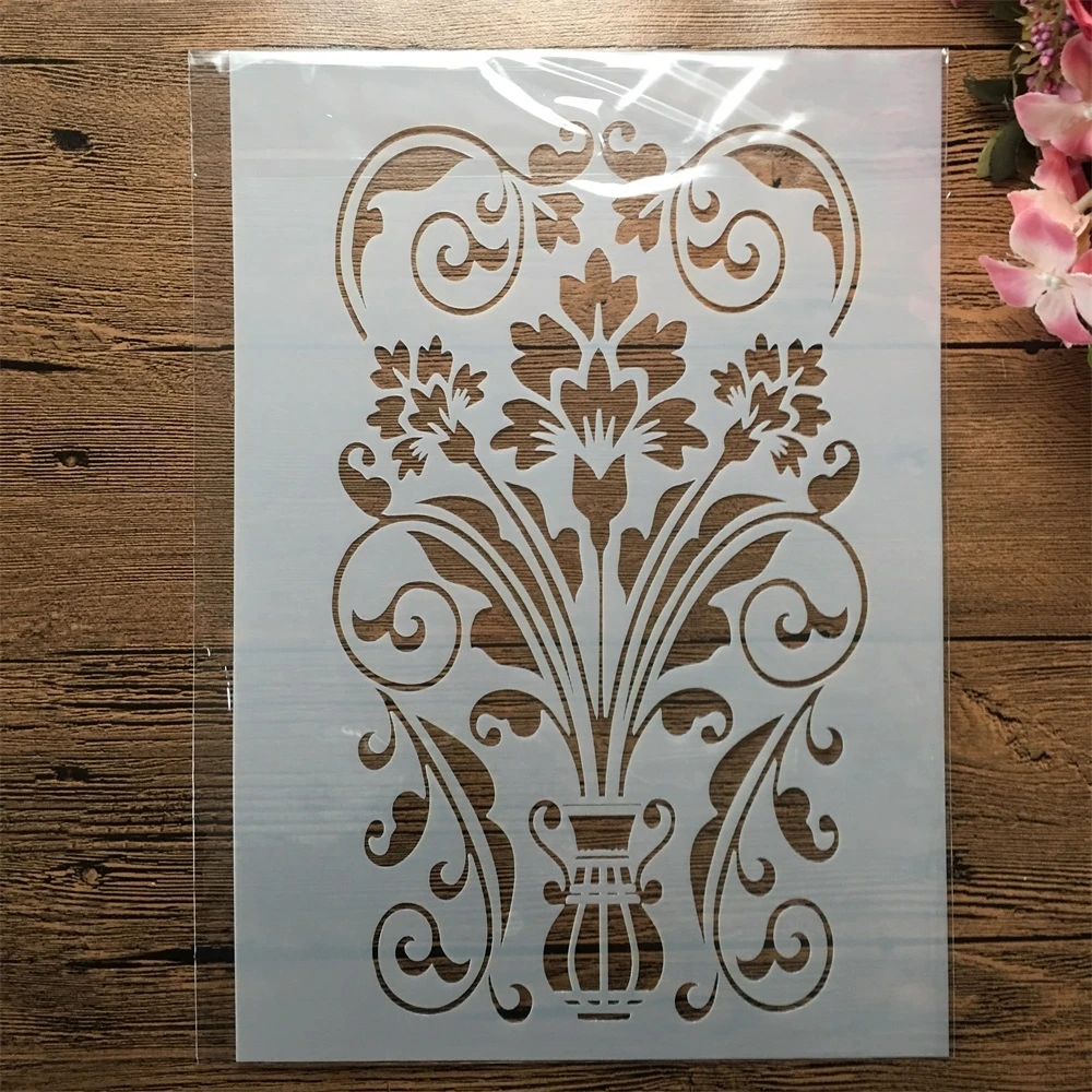 

A4 29cm Totem Flowers DIY Layering Stencils Wall Painting Scrapbook Embossing Hollow Embellishment Printing Lace Ruler