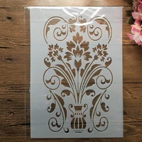 a4 29cm totem flowers diy layering stencils wall painting scrapbook embossing hollow embellishment printing lace ruler