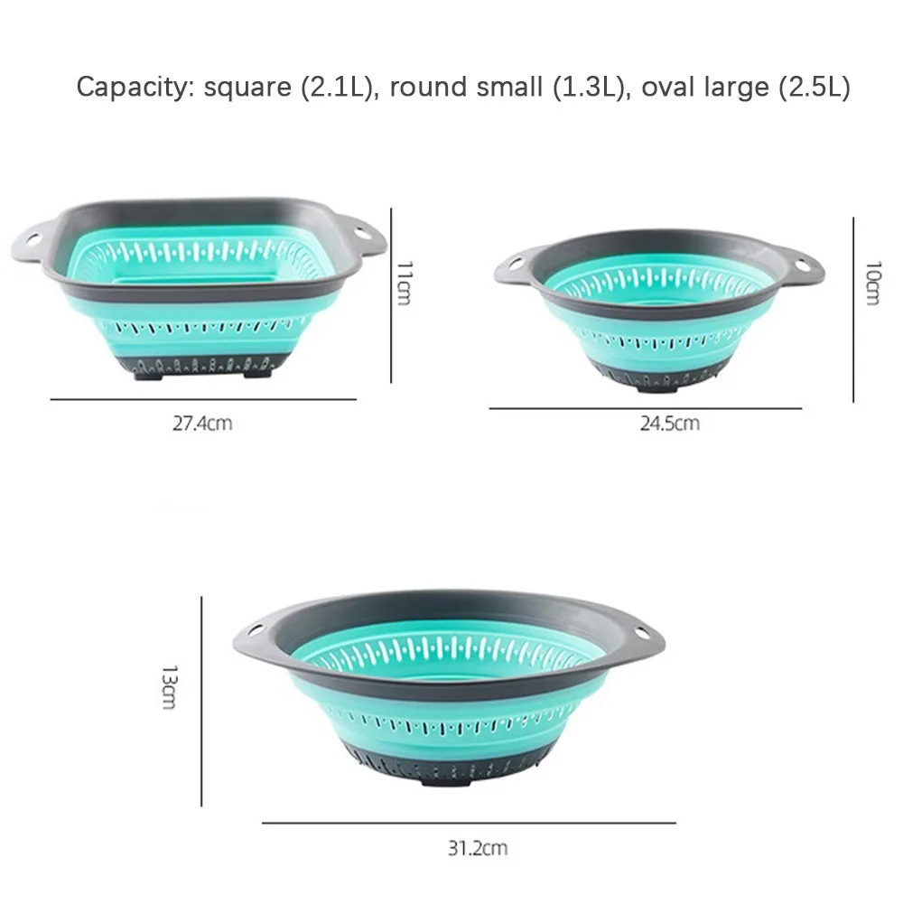 

Kitchen Folding Drainer Storag Basket Folding Strainer Fruit Vegetable Drain Device Foldable Colander Kitchen Utensils Organzier