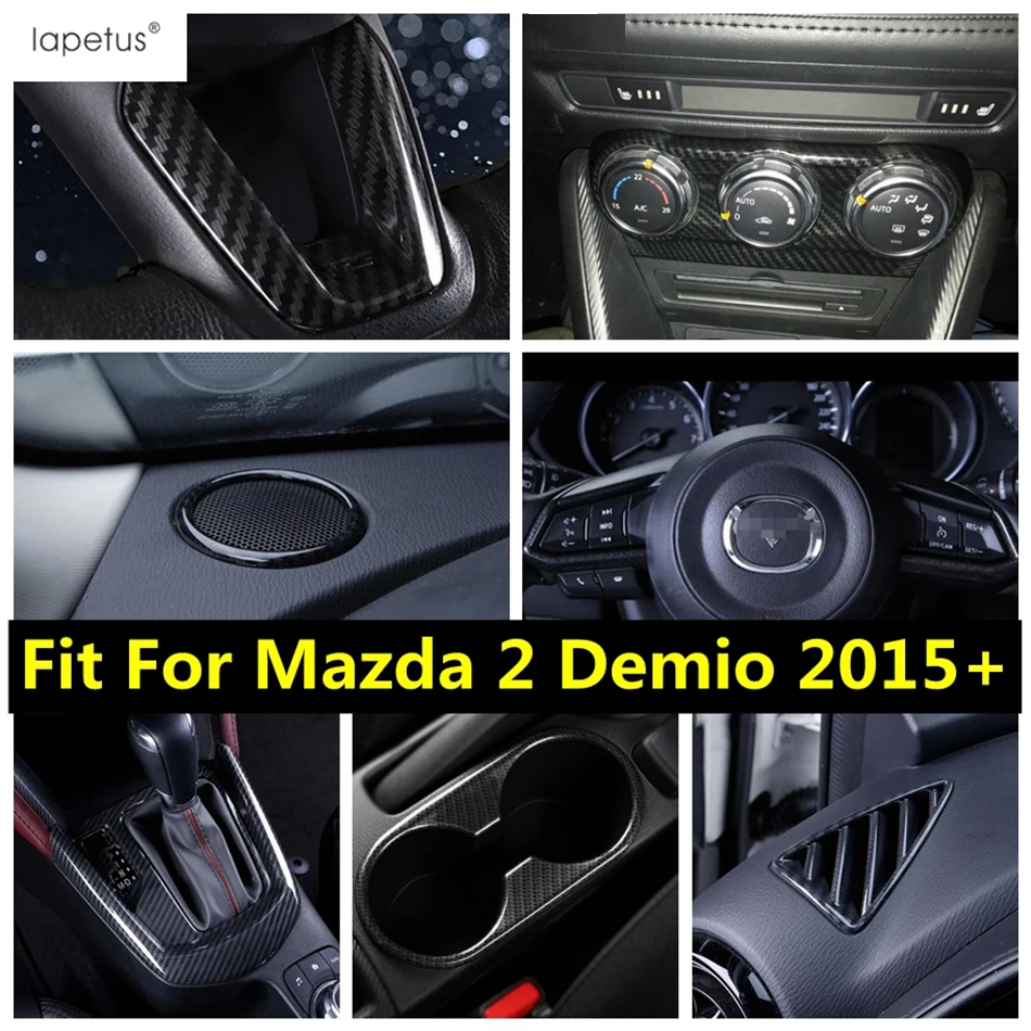 

Carbon Fiber Look Interior Kit For Mazda 2 Demio 2015 - 2021 AC Air Conditioning Panel / Water Cup Holder Cover Trim Accessories
