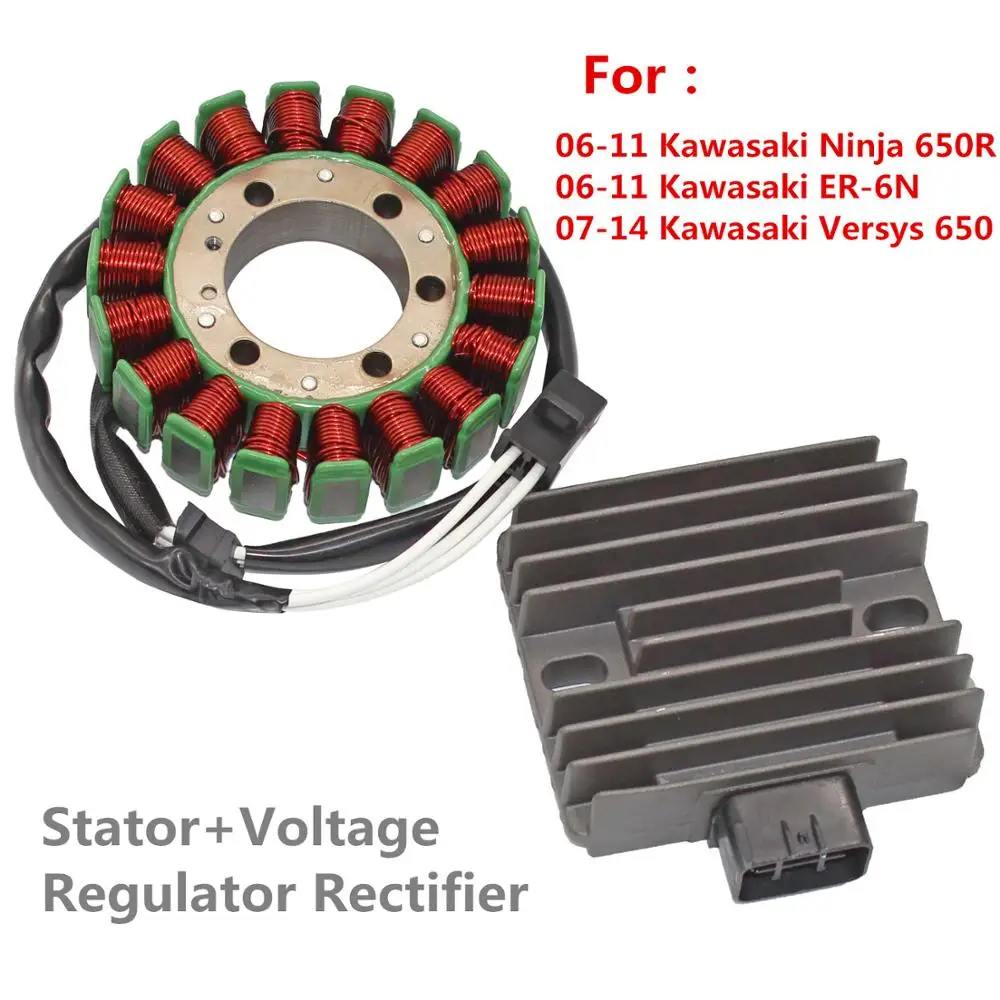 

Motorcycle Coil Stator+Voltage Rectifier Fit For 06-11 Kawasaki Ninja 650/Versys/ER