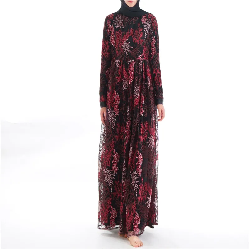 Новое мусульманское платье с 3D вышивкой и сверкающими блестками, с длинными рукавами, кружева, Абая, мусульманское вечервечерние платье, мо...