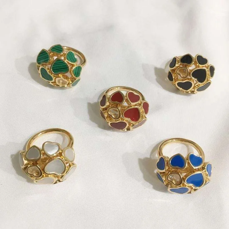 

Transparent Heart Multi Colorful Hearts Gold Plating Ring For Women Gifts