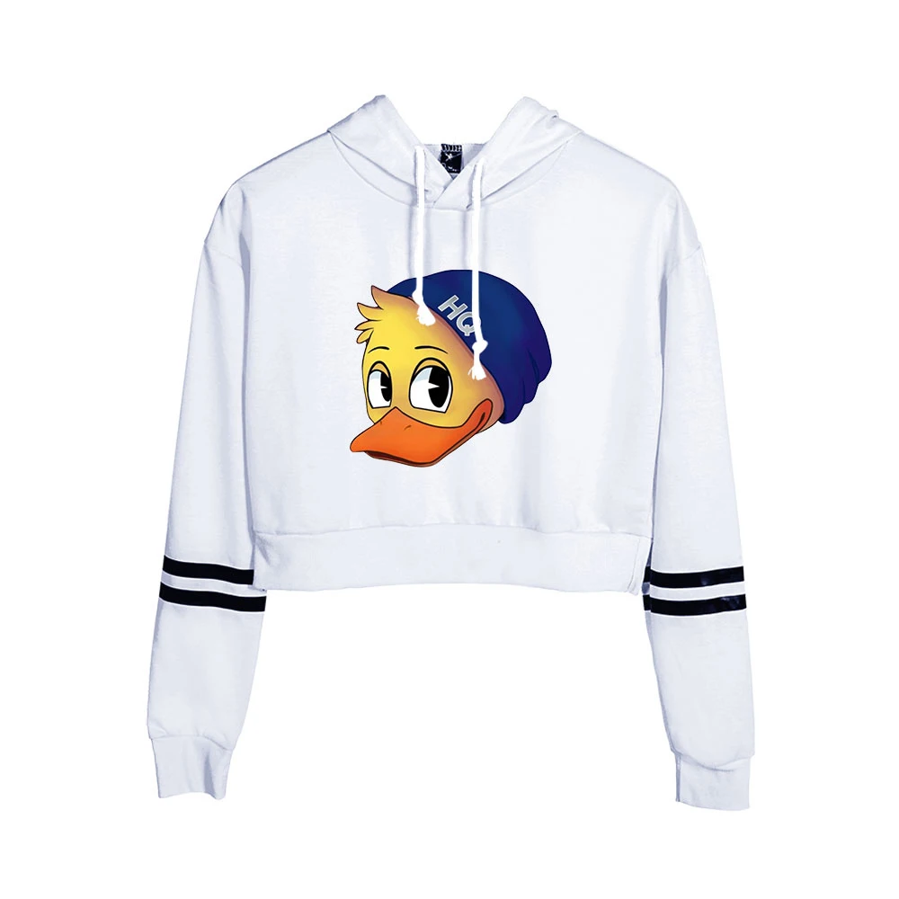 

Quackity Printed Long Sleeve Cropped Hoodies Women Hooded Pullover Crop Top Hot Sale Casual Streetwear Clothes