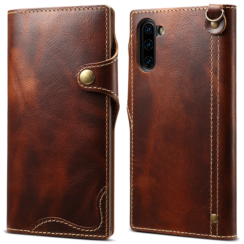 Чехол для Samsung Note10 из натуральной воловьей кожи в стиле ретро|Чехлы-портмоне| |